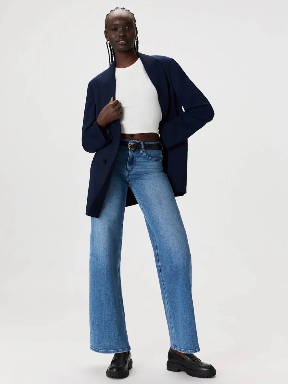 Quince Bella Stretch Wide Leg Jeans 30 Long Seaside Blue